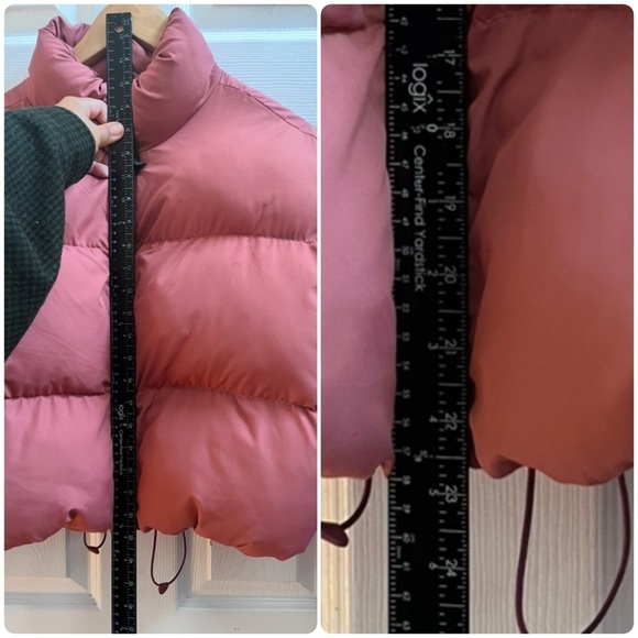 Fabletics Wander Pocket Stand Up Collar Cropped Puffer Jacket Cherry Mocha XS - Picture 7 of 12
